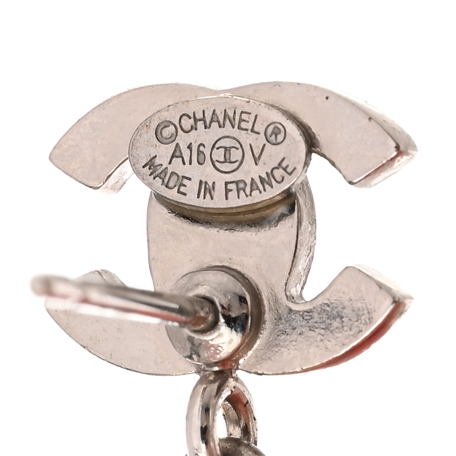 Chanel Crystal Pearl CC Drop Earrings Silver Pearly White 3 of 6