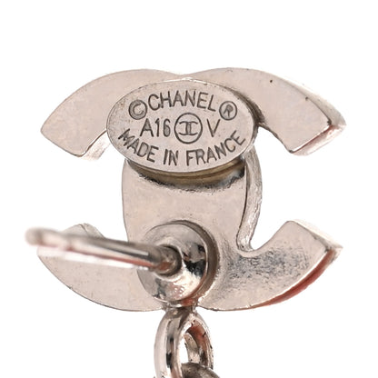 Chanel Crystal Pearl CC Drop Earrings Silver Pearly White 3 of 6