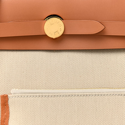 Hermes Military Toile Vache Hunter Herbag Zip Retourne 31 PM Beton Naturel 9 of 12