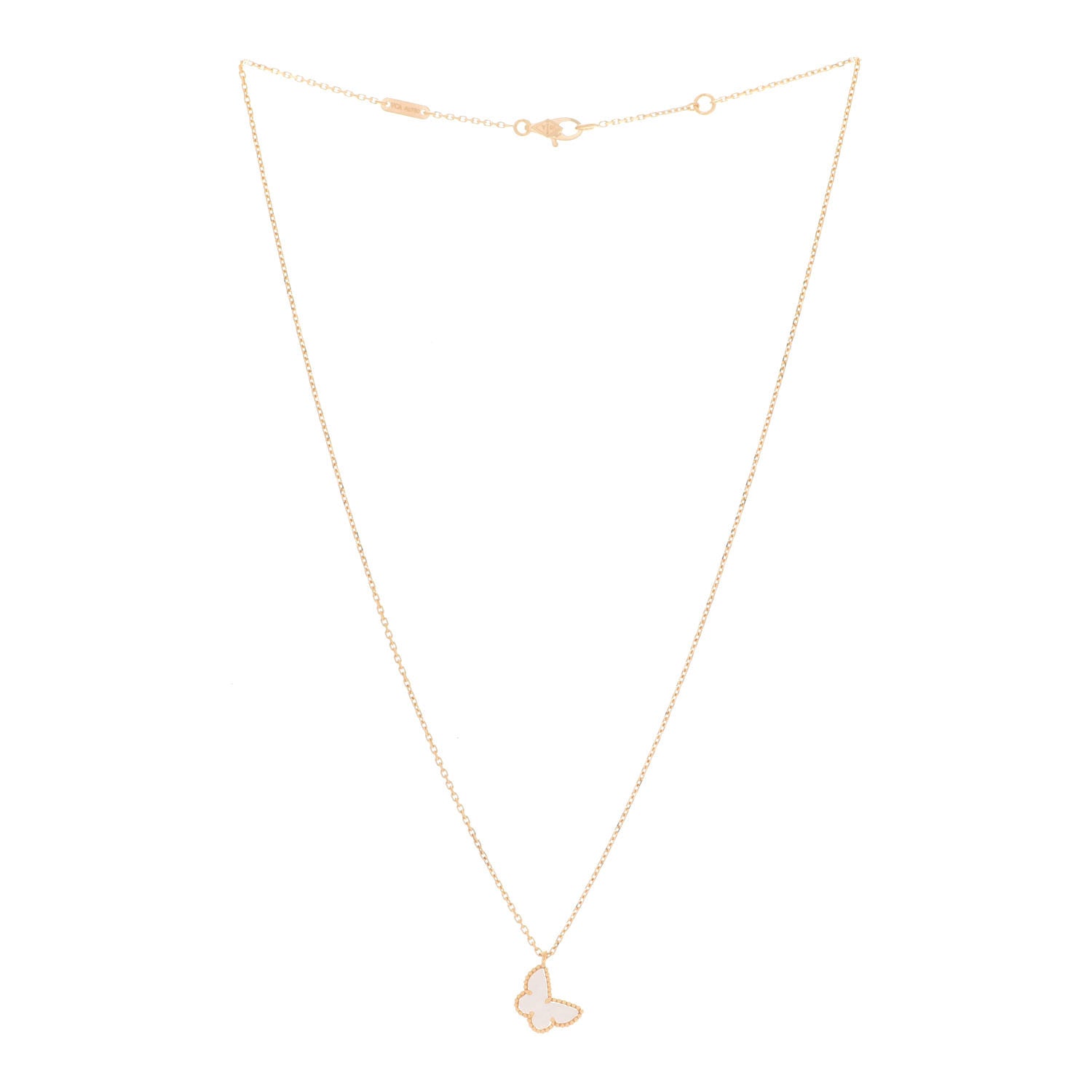 Van Cleef & Arpels 18K Yellow Gold Mother of Pearl Sweet Alhambra Butterfly Pendant Necklace 3 of 6