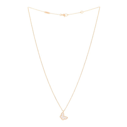 Van Cleef & Arpels 18K Yellow Gold Mother of Pearl Sweet Alhambra Butterfly Pendant Necklace 3 of 6