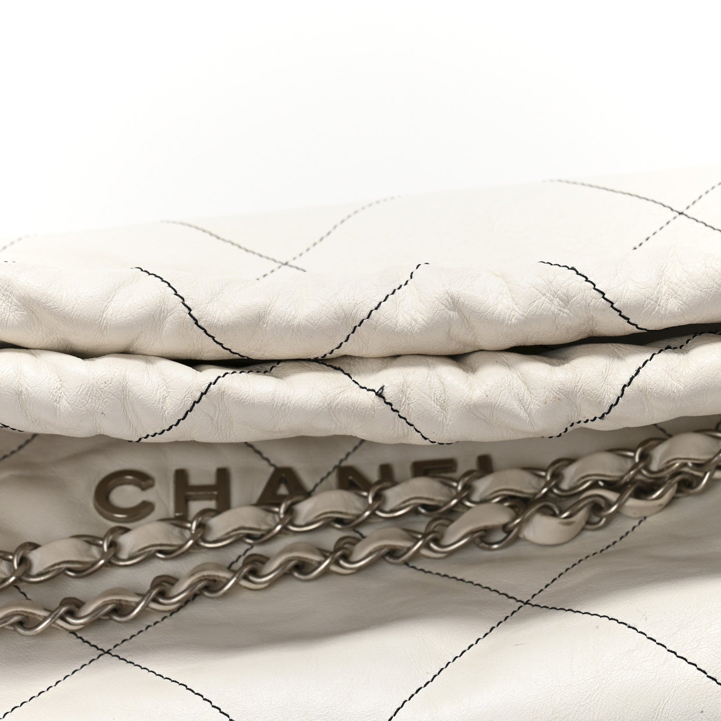Shiny Calfskin Quilted Small Chanel 22 White Black