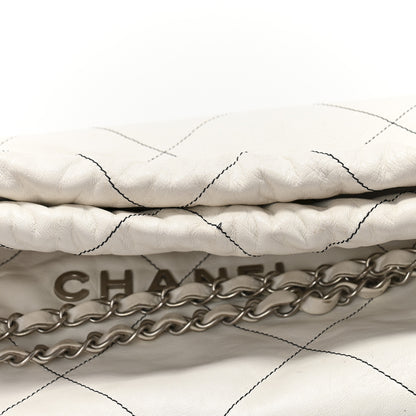 Chanel Shiny Calfskin Quilted Small Chanel 22 White Black 15 of 15