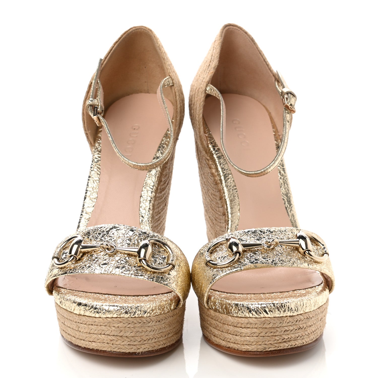 Gucci Galassia Horsebit Platform Espadrille Wedge Sandals 36.5 Platino 2 of 11