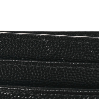 Saint Laurent Grain De Poudre Matelasse Chevron Monogram Credit Card Case Black 10 of 12