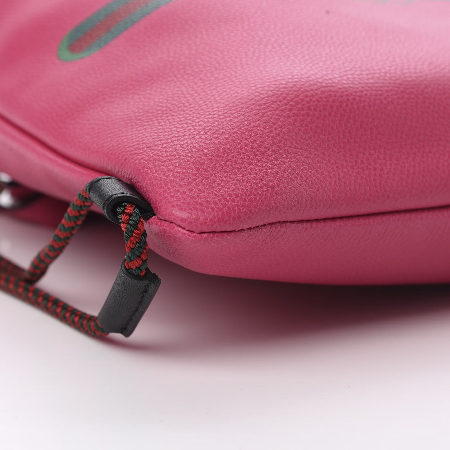 Grained Calfskin Logo Drawstring Backpack Box Pink Green Black