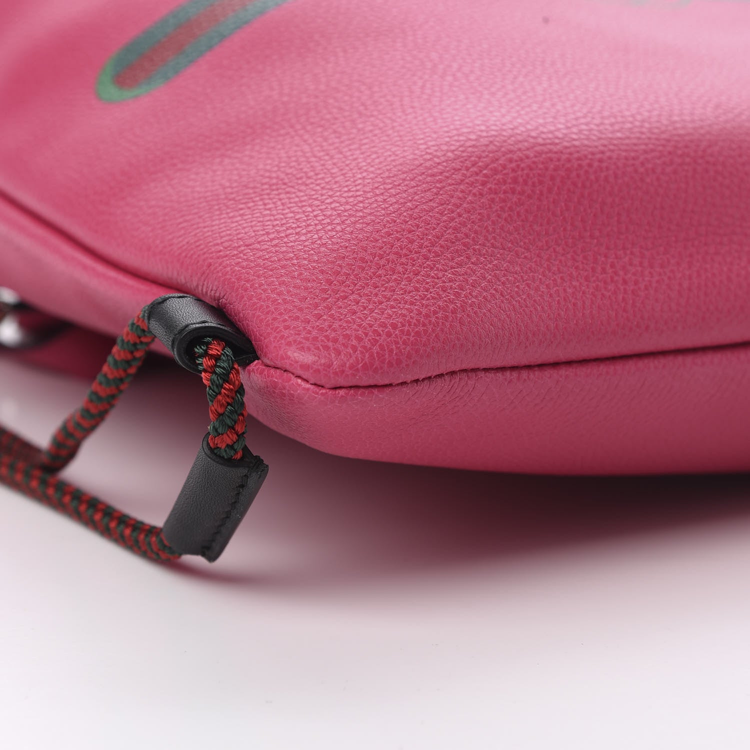 Gucci Grained Calfskin Logo Drawstring Backpack Box Pink Green Black 9 of 10
