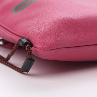 Gucci Grained Calfskin Logo Drawstring Backpack Box Pink Green Black 9 of 10