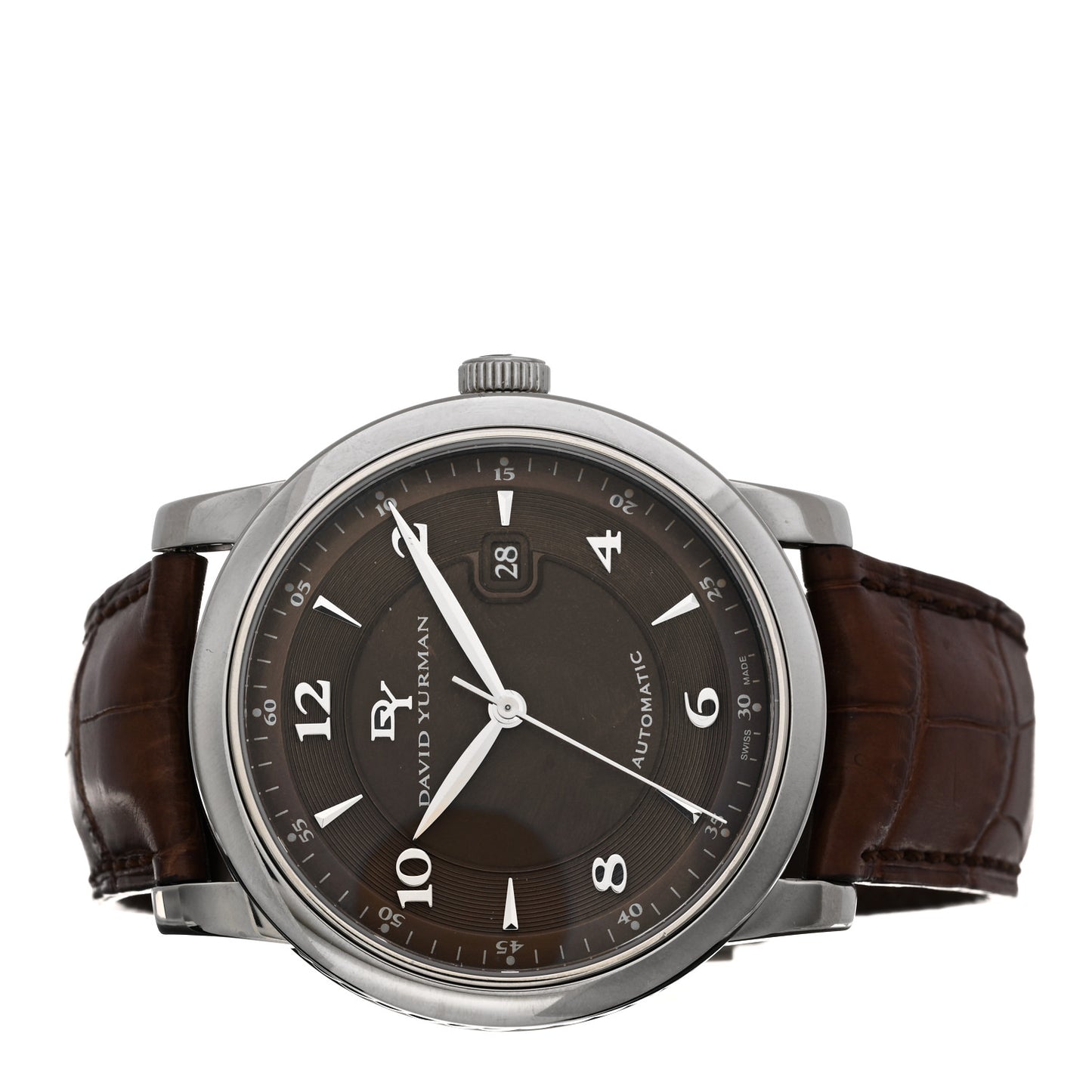 Stainless Steel Alligator 38mm Automatic Watch Brown