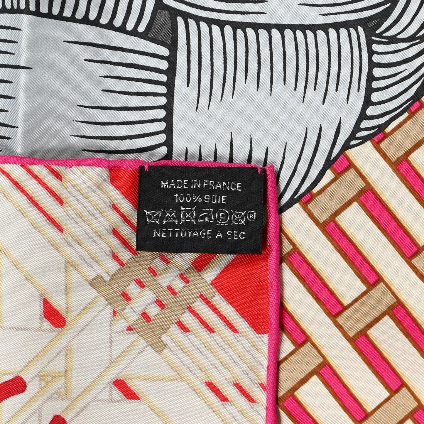 Silk Masan & Masan Scarf 90 Rouge Rose Vif Gris