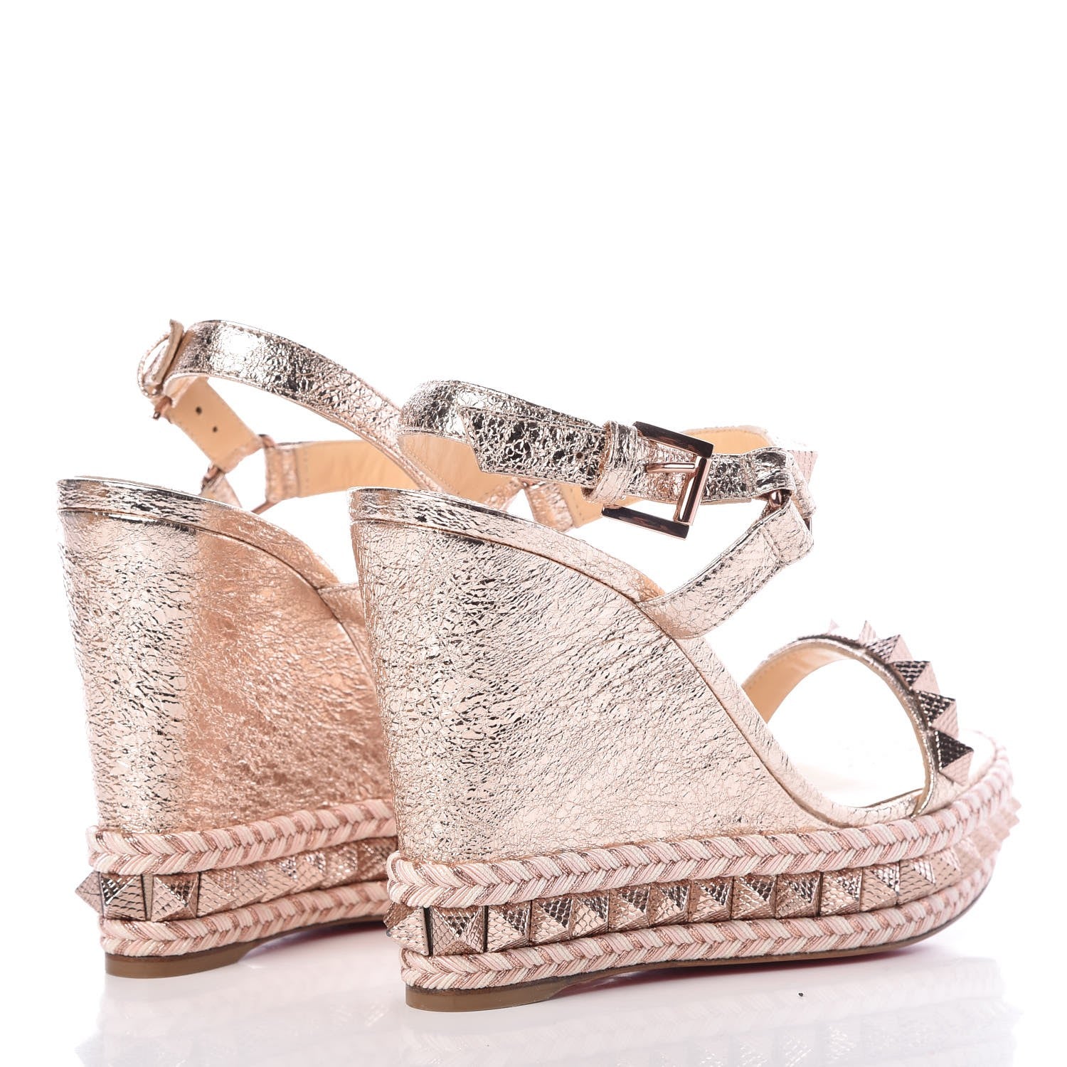 Christian Louboutin Specchio Vintage Pyraclou 110 Wedge Sandals 38 Rose Gold 4 of 7