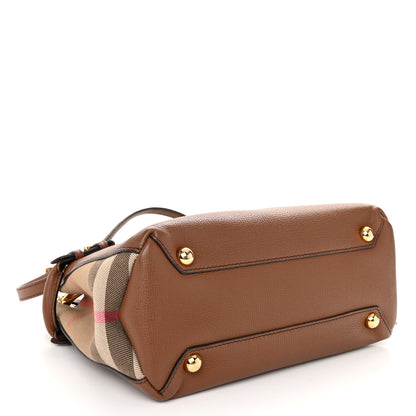 Burberry Derby Calfskin House Check Small Banner Tote Tan 4 of 11