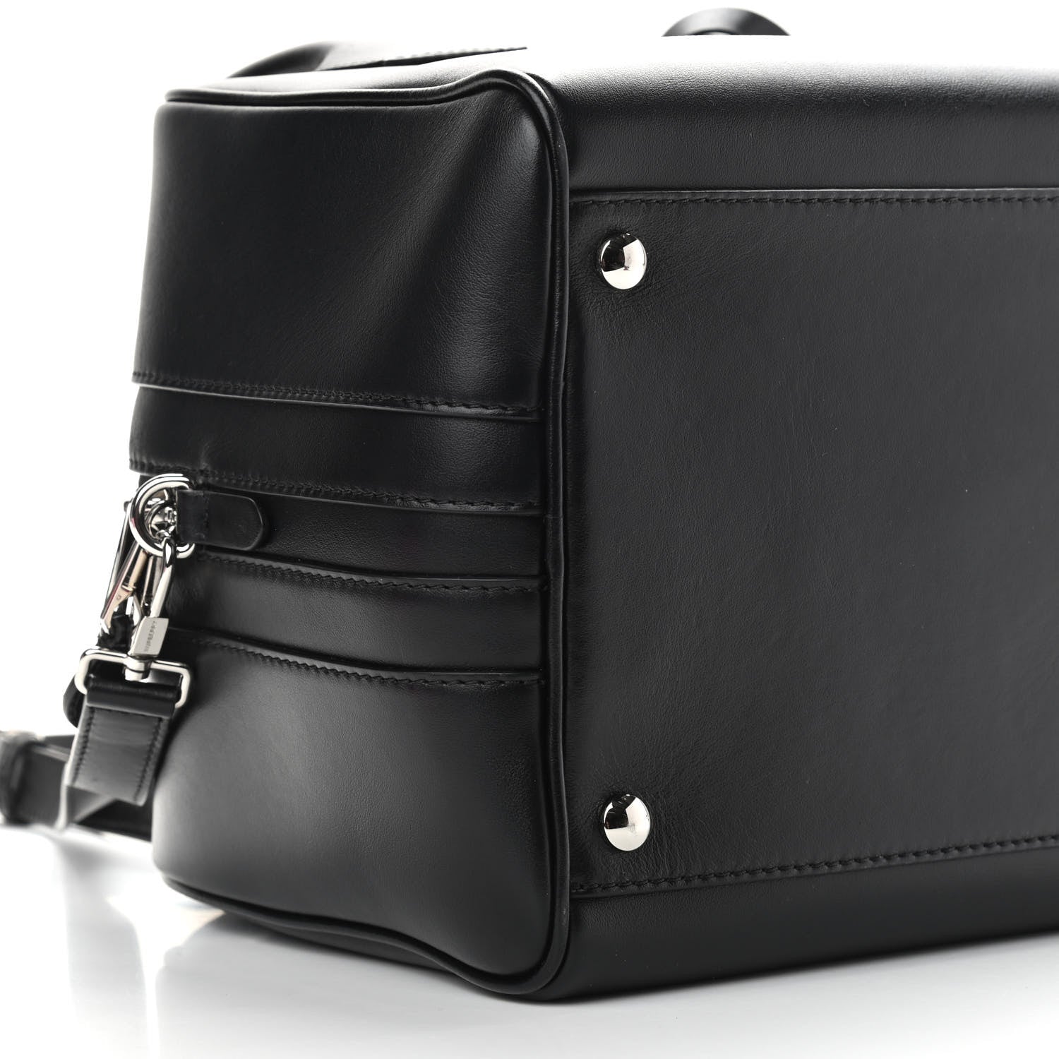 Burberry Smooth Calfskin Montage Print Small Cube Bowling Bag Black 8 of 11