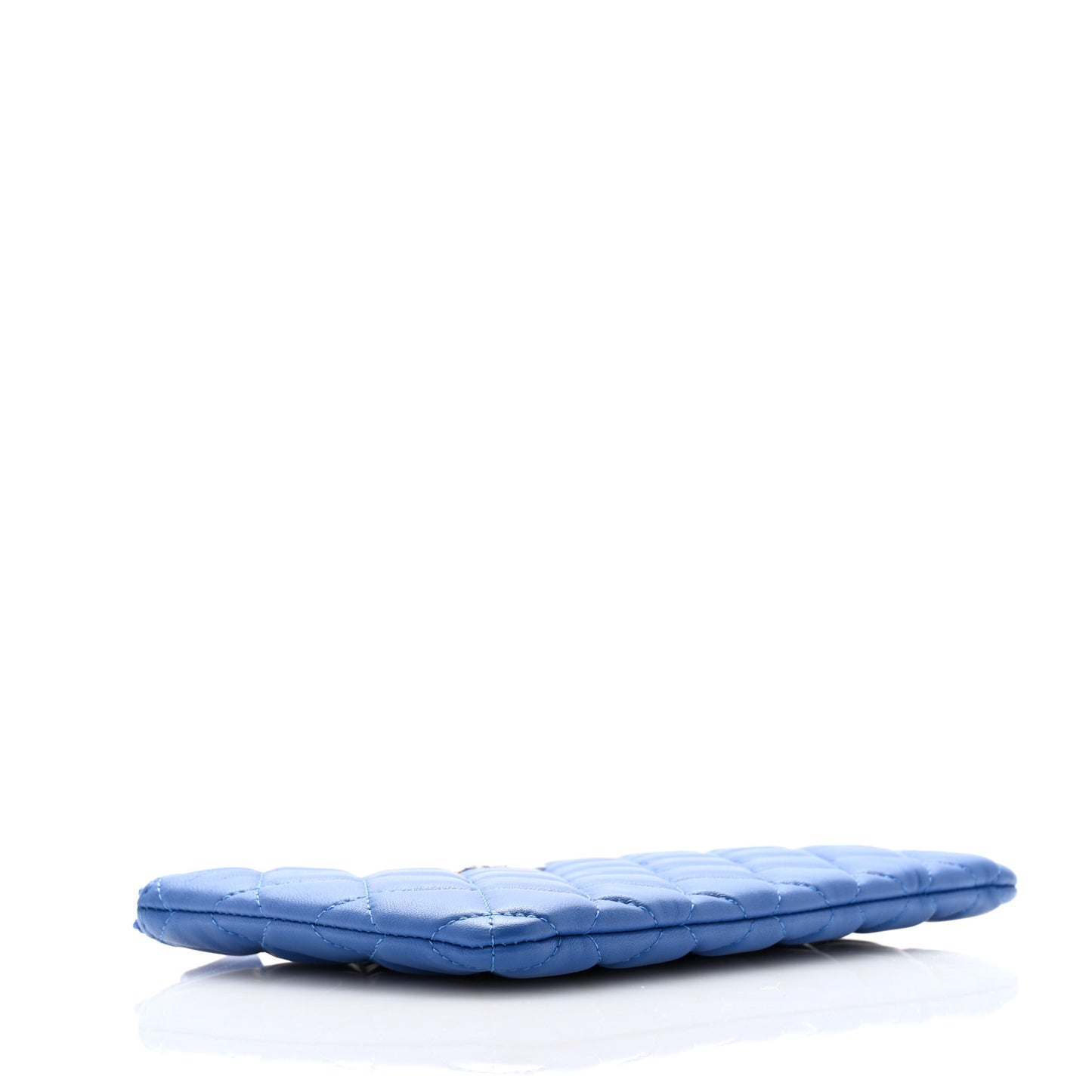 Lambskin Quilted Crystal Cosmetic Case Blue