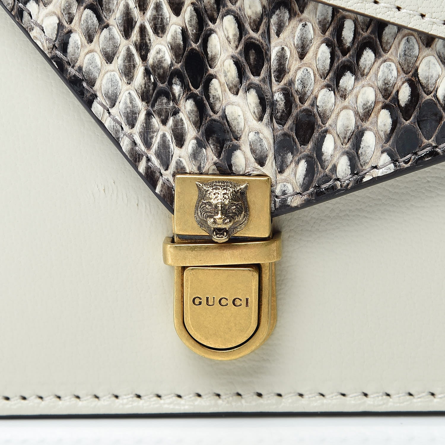Gucci Calfskin Snakeskin Studded Small Ottilia Top Handle Bag White 11 of 14