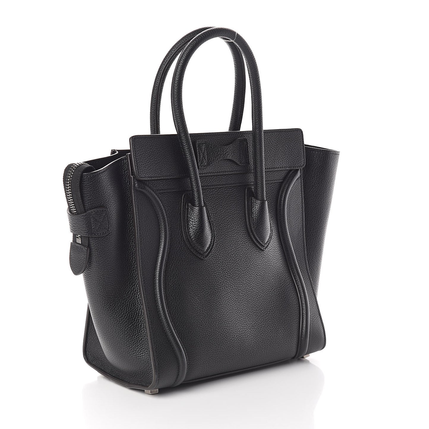 Drummed Calfskin Micro Luggage Black
