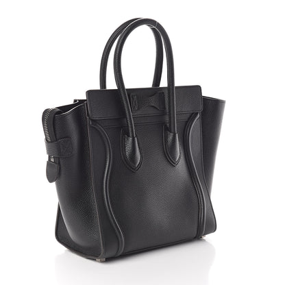 Celine Drummed Calfskin Micro Luggage Black 3 of 9