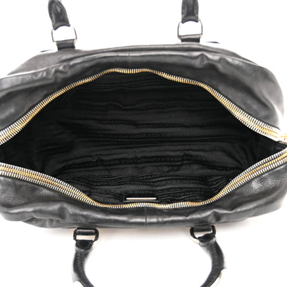 Prada Glace Calfskin Zippers Plaque Boston Black 5 of 10