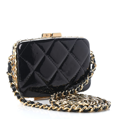 Chanel Glazed Goatskin Quilted Small Box With Chain Black 3 of 10