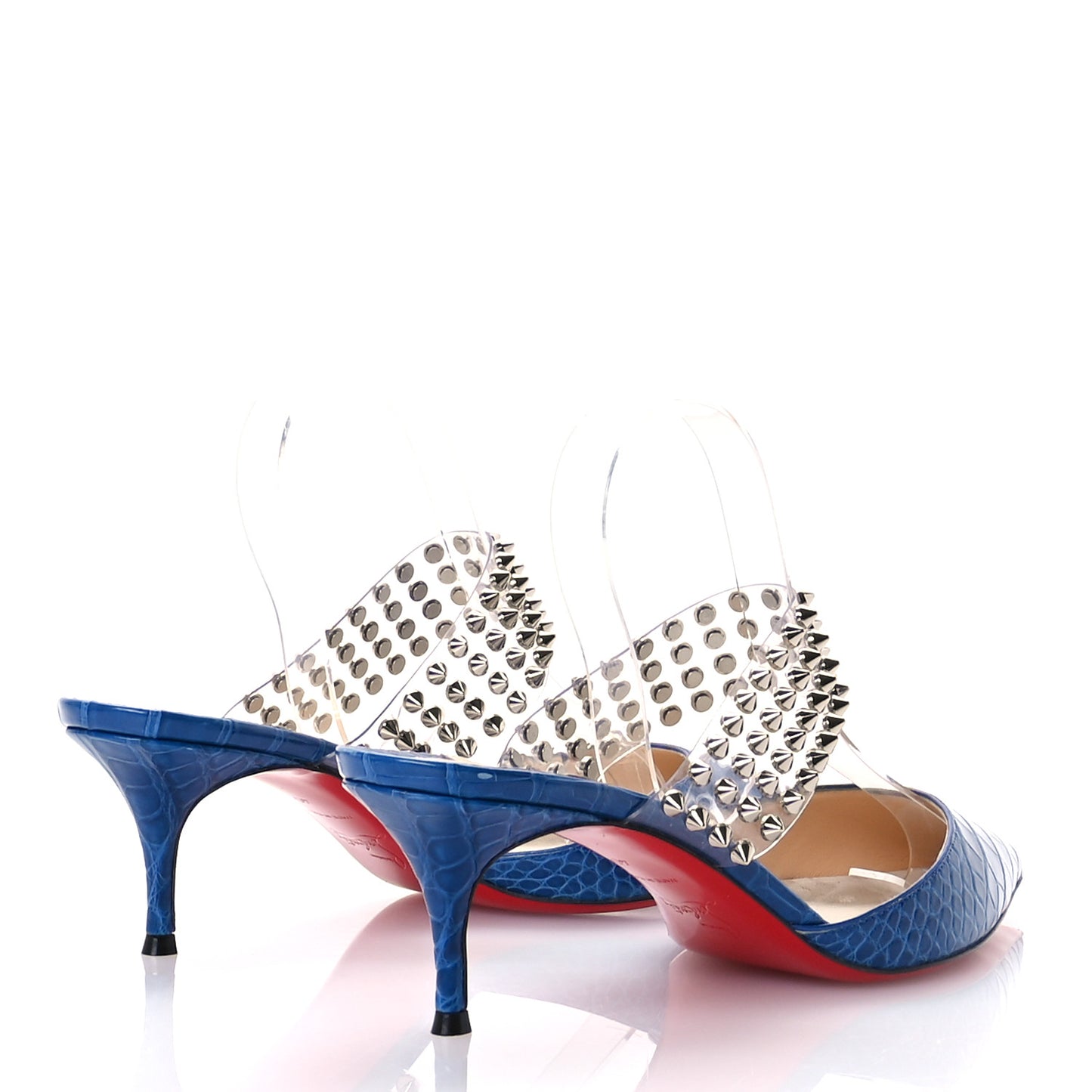 Calfskin Crocodile Embossed PVC 55 Mules 40 Blue