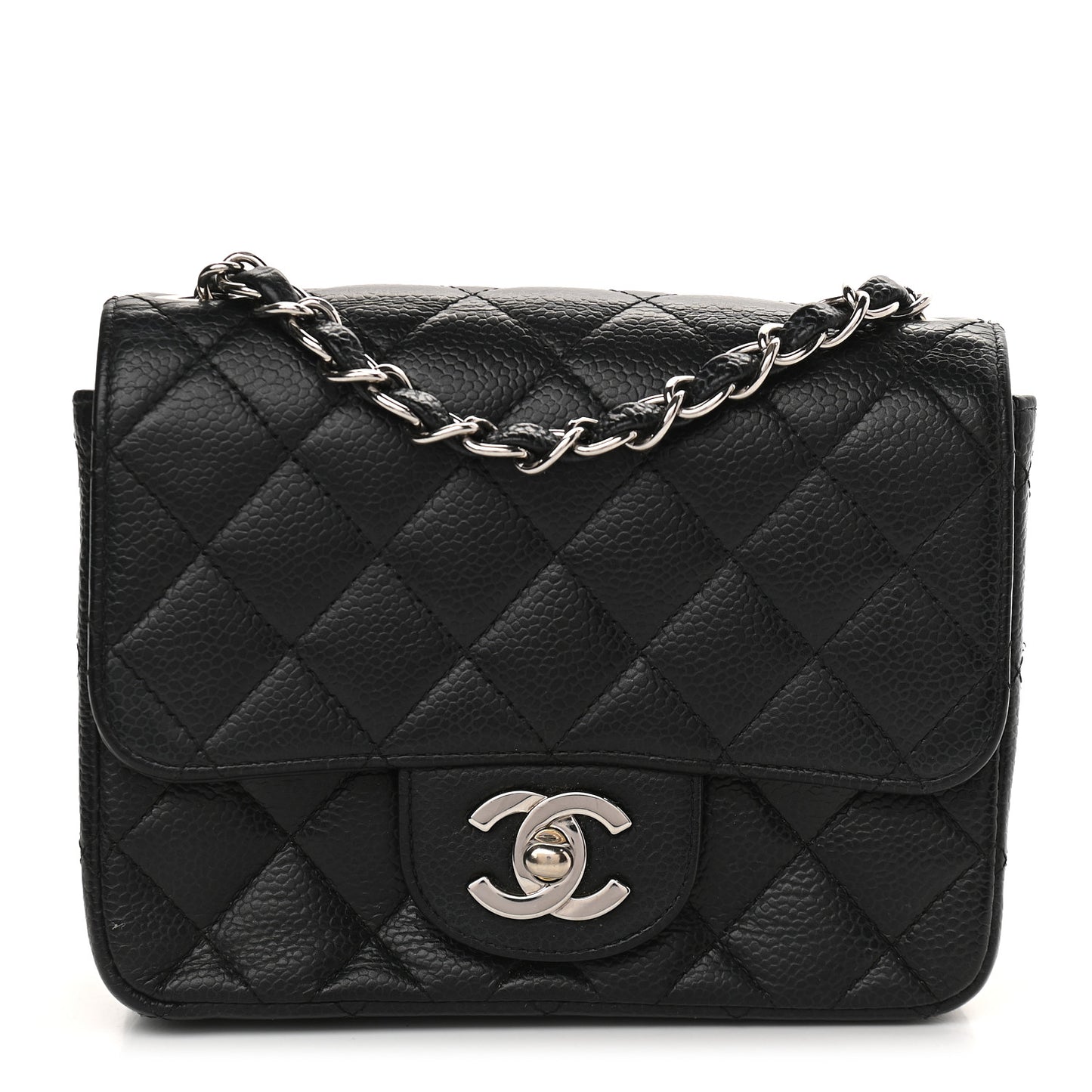 Caviar Quilted Mini Square Flap Black