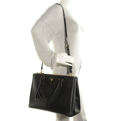 Prada Saffiano Lux Medium Double Zip Tote Nero Black 2 of 11