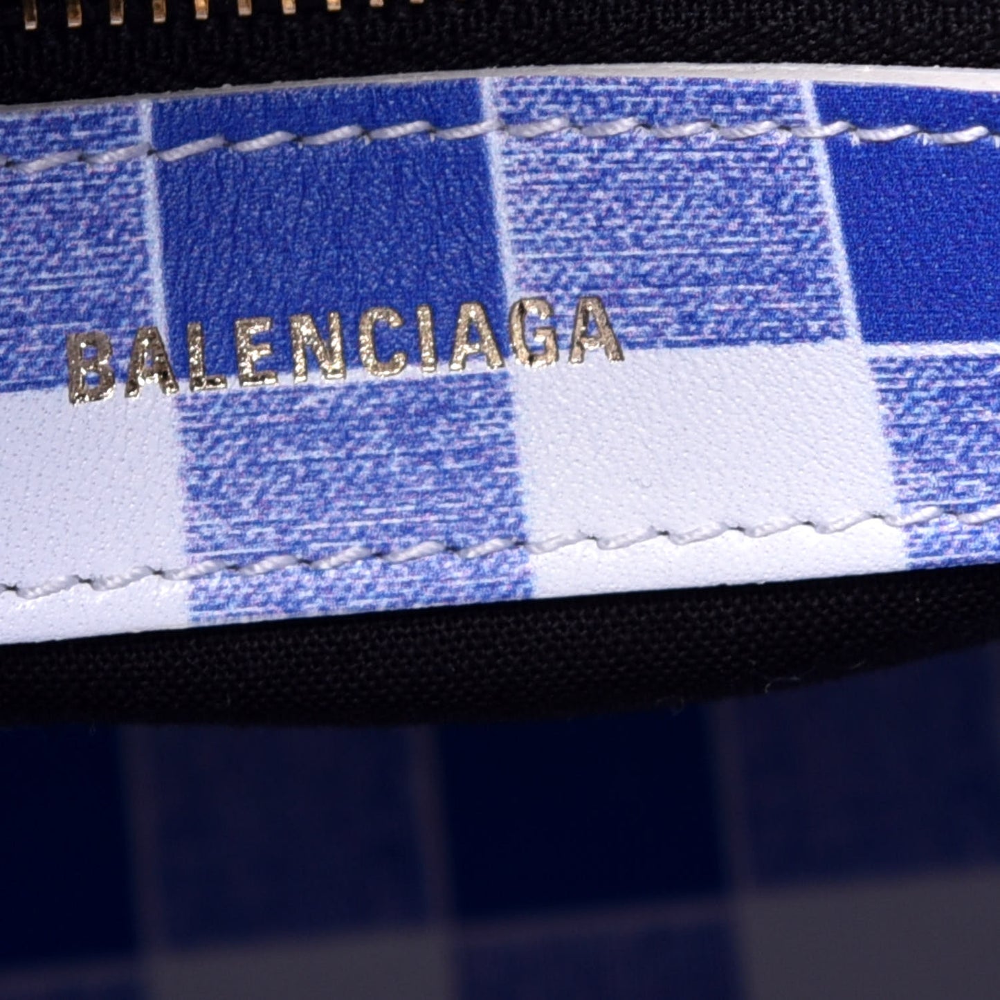 Calfskin Checked S Ville Top Handle Bag Bleu