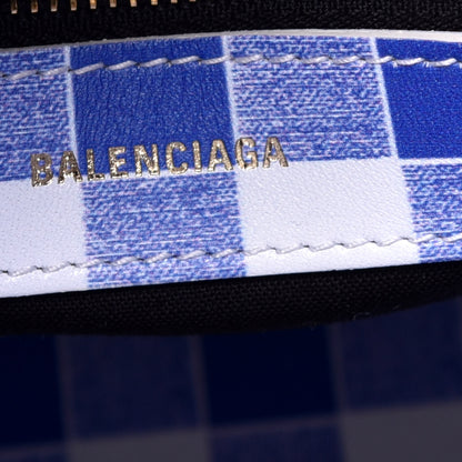 Balenciaga Calfskin Checked S Ville Top Handle Bag Bleu 6 of 8