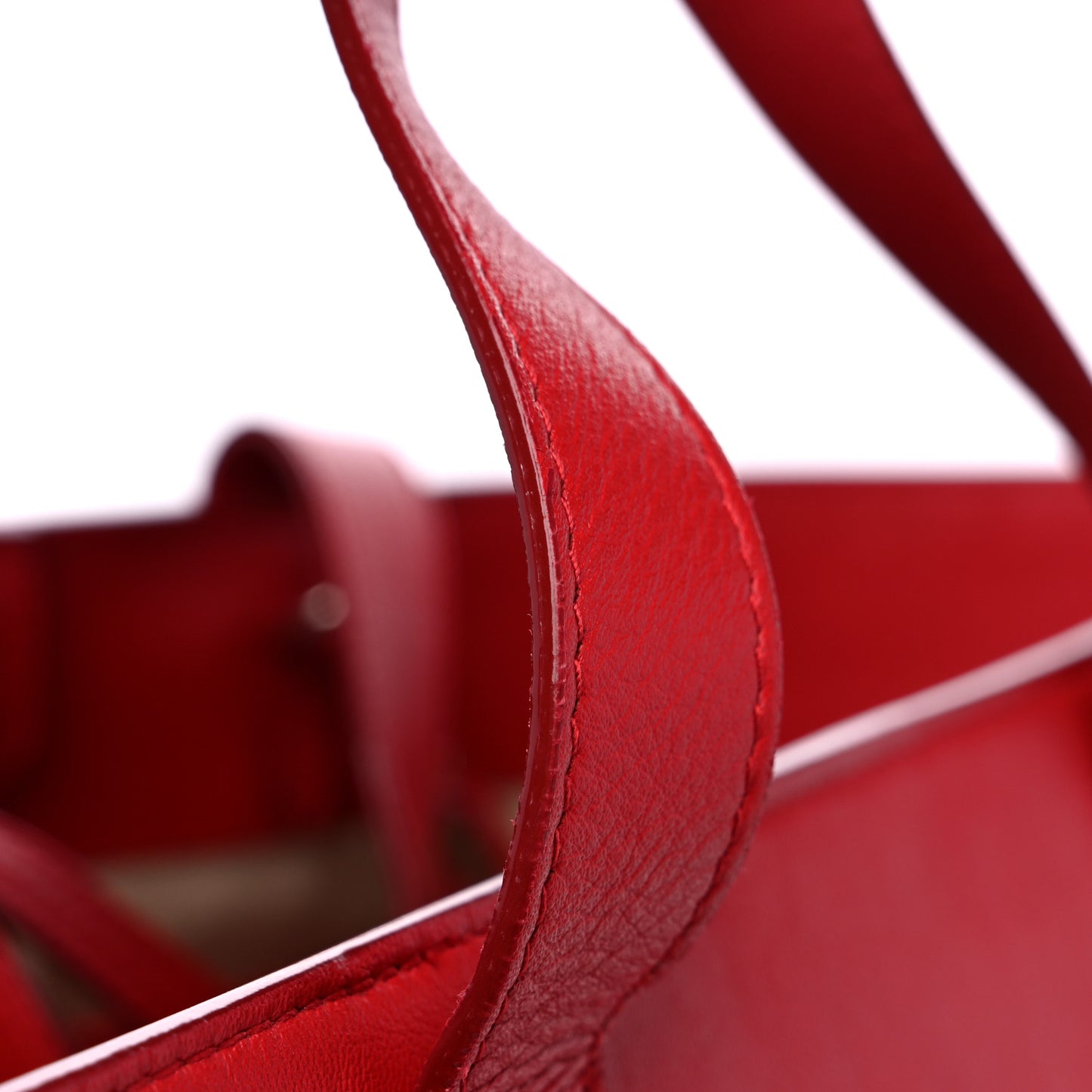 Calfskin Crystal Buckle Shopping Tote Red