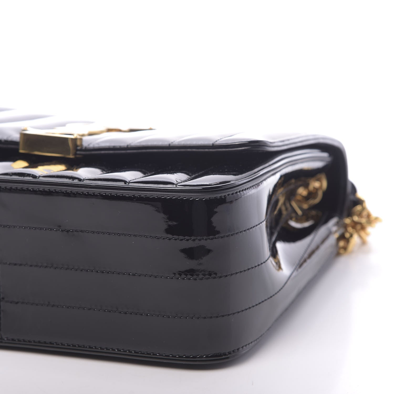 Saint Laurent Patent Matelasse Monogram Large Vicky Chain Bag Black 10 of 10