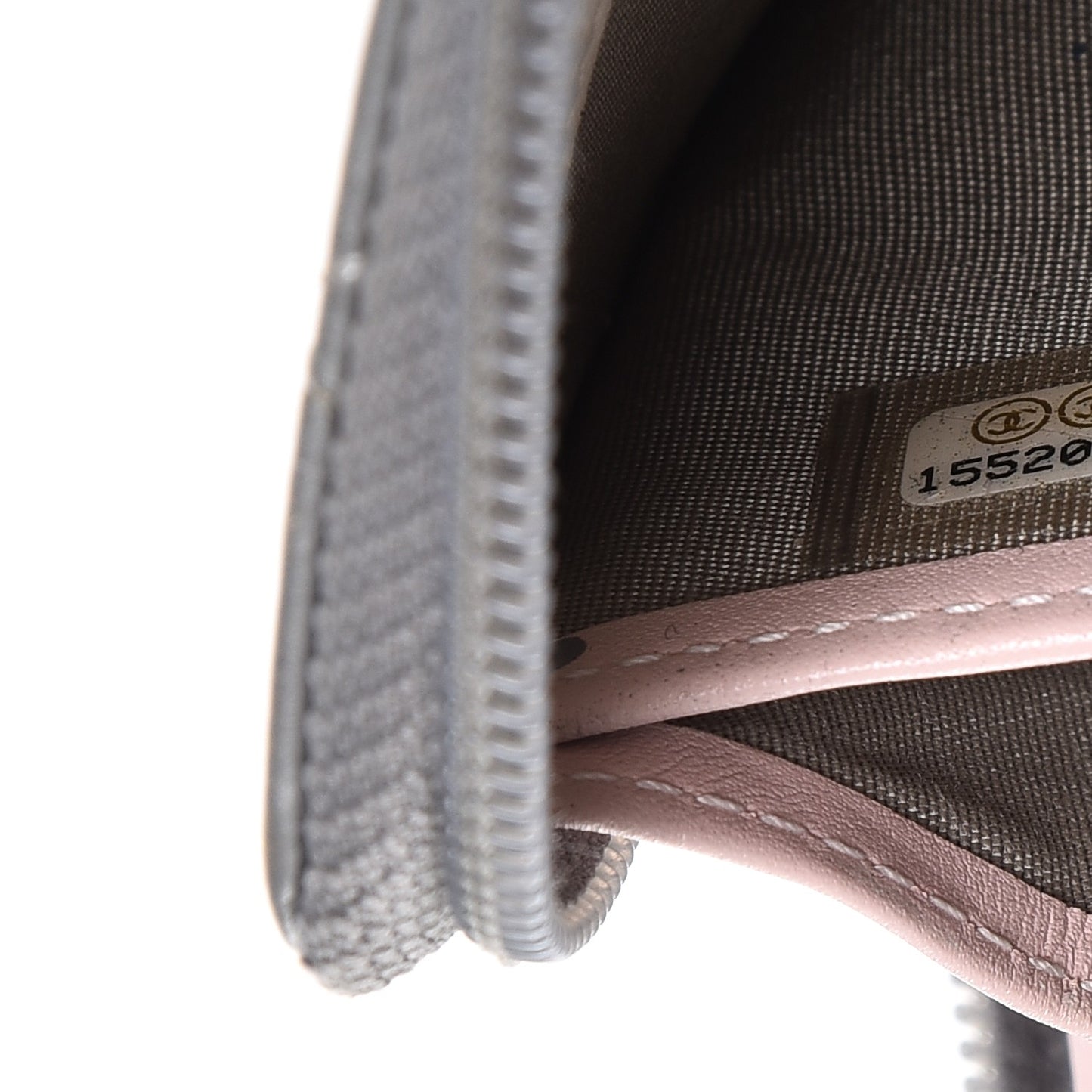 Calfskin Stitched Large Zip Around Wallet Silver