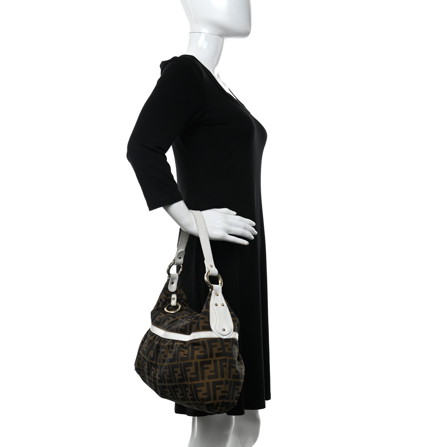Fendi Zucca Hobo Tobacco White 2 of 14