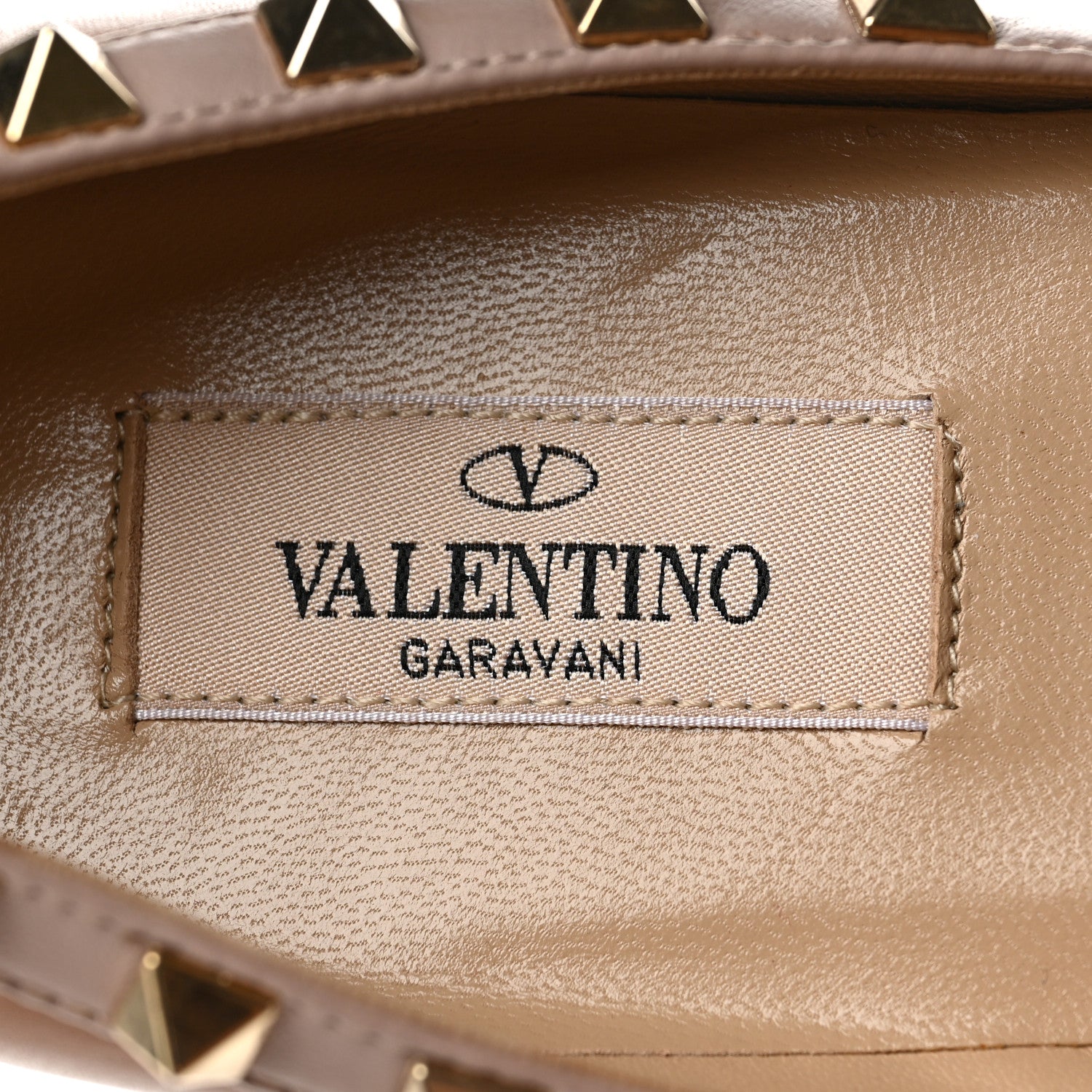 Valentino Garavani Calfskin Nappa Rockstud Ballerina Flats 36 Light Cuir Poudre 8 of 9