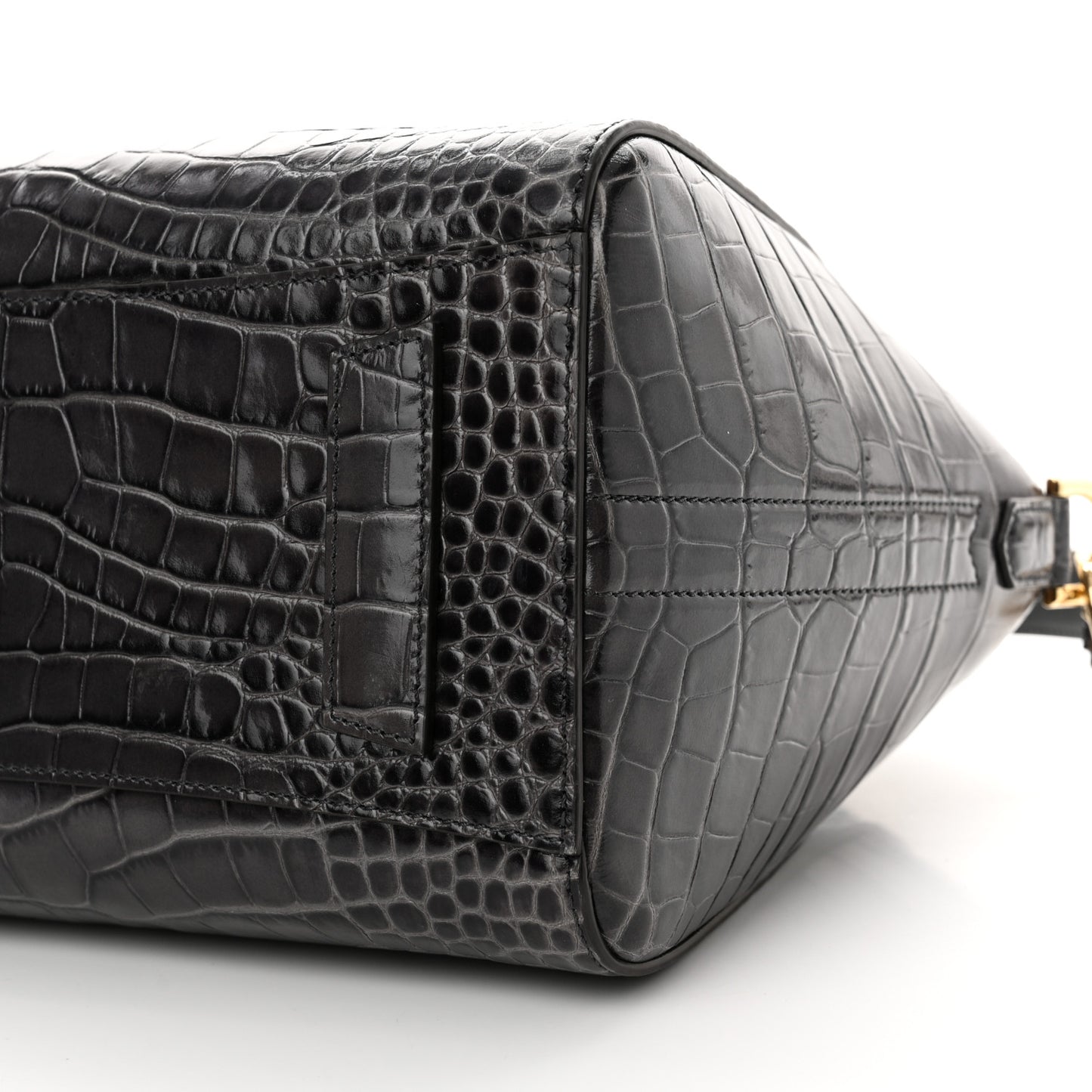 Calfskin Crocodile Embossed Small Antigona Storm Grey