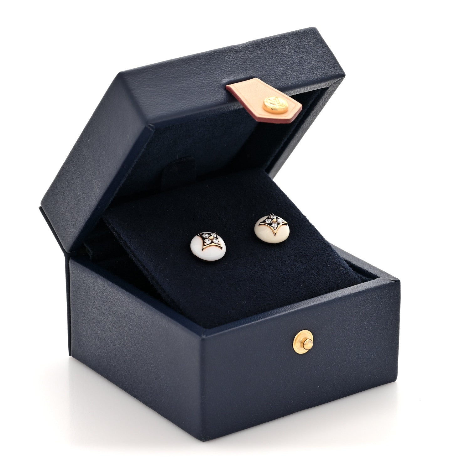 Louis Vuitton 18K Yellow Gold Diamond White Agate Color Blossom BB Star Stud Earrings 5 of 5