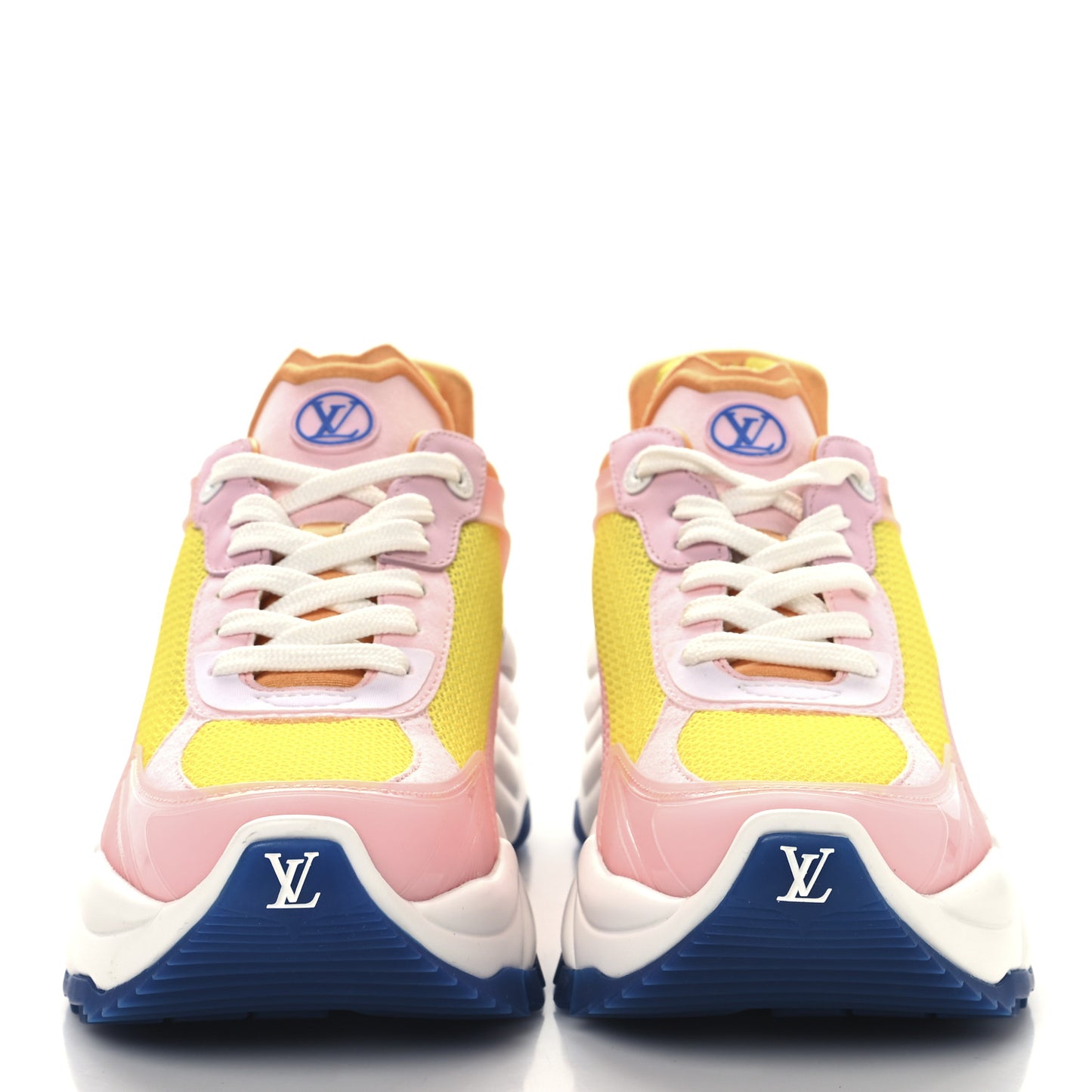 Patent Calfskin Technical Mesh Monogram Run 55 Sneakers 38.5 Pink Rose Orange