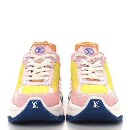 Louis Vuitton Patent Calfskin Technical Mesh Monogram Run 55 Sneakers 38.5 Pink Rose Orange 3 of 9