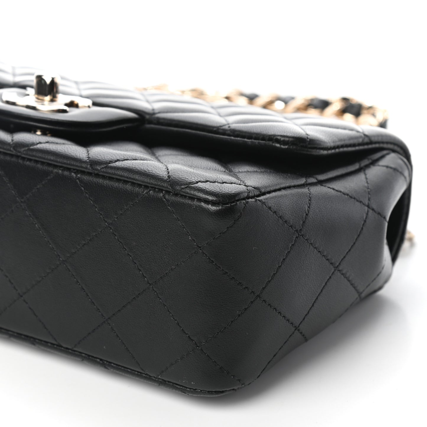 Lambskin Quilted Mini Coco Charms Rectangular Flap Black