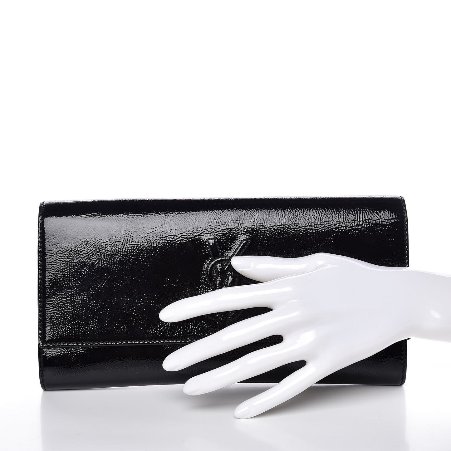 Textured Patent Monogram Small Belle De Jour Clutch Black