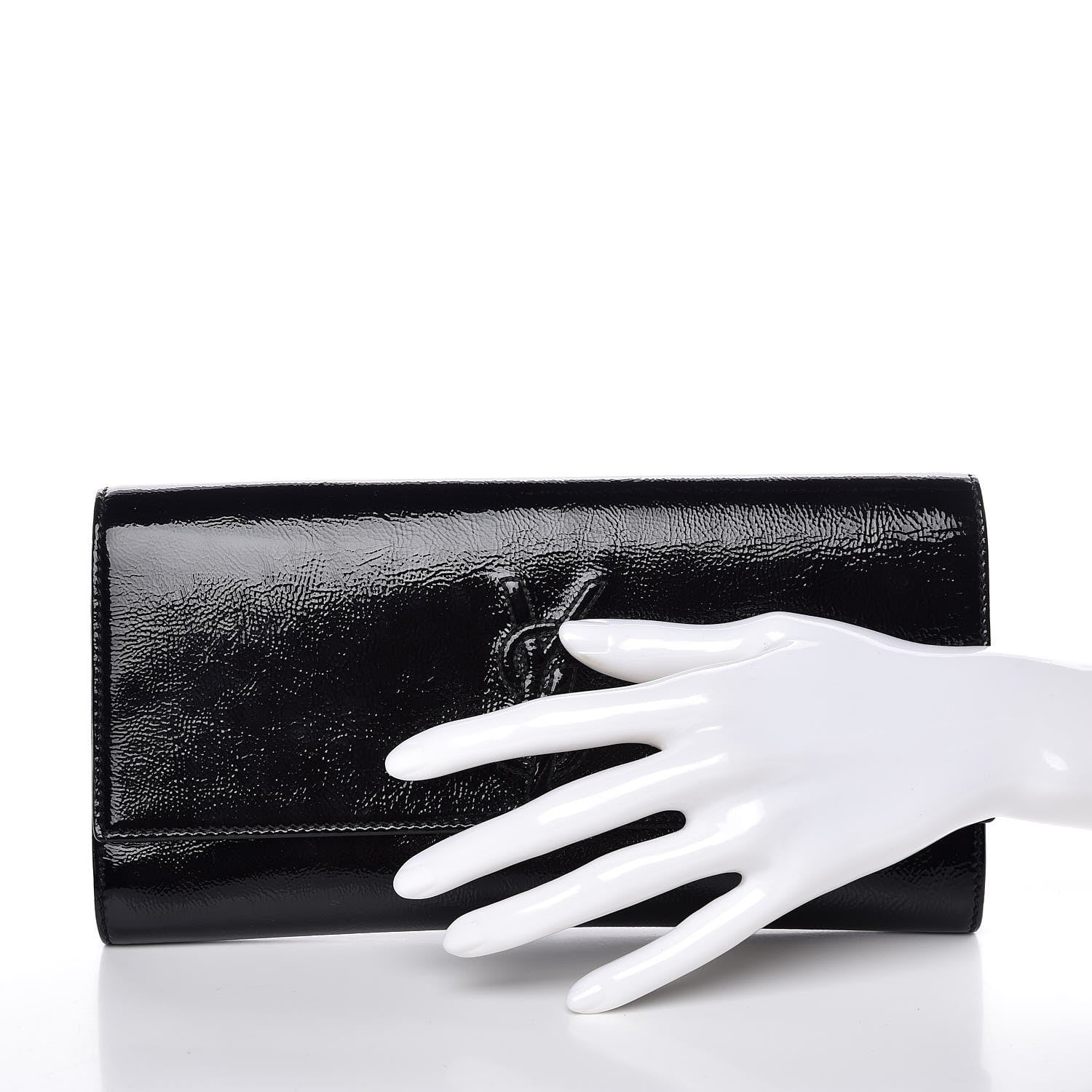 Saint Laurent Textured Patent Monogram Small Belle De Jour Clutch Black 2 of 6