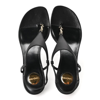 Saint Laurent Nappa Cassandra Monogram Bridget 40 Wedge Sandals 37.5 Black 3 of 18