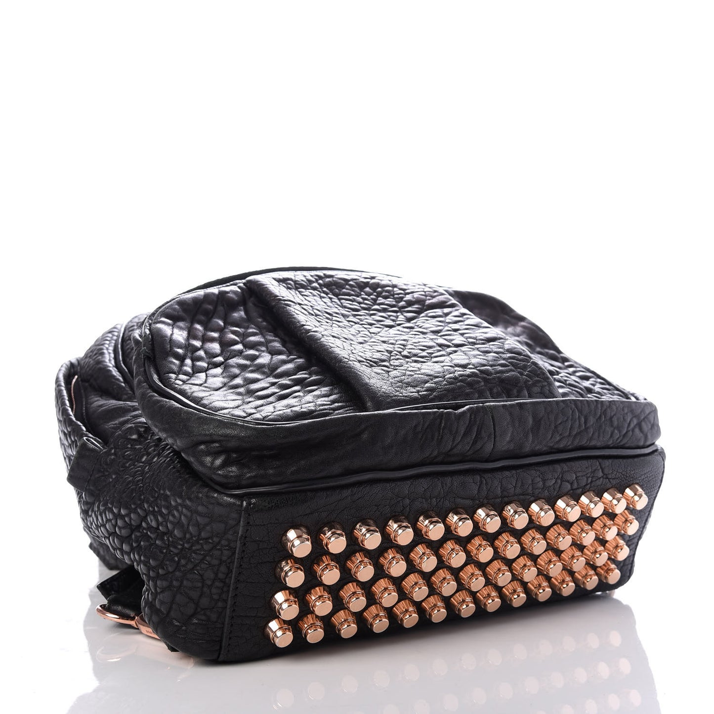 Pebbled Lambskin Dumbo Backpack Black Rose Gold Hardware