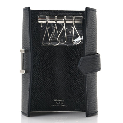 Hermes Epsom Bearn Multicles 4 Key Holder Black 5 of 8