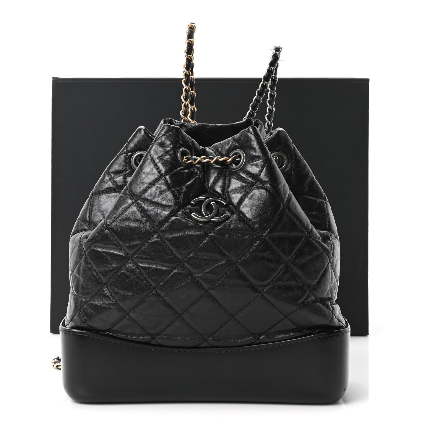 Aged Calfskin Quilted Small Gabrielle Backpack Black