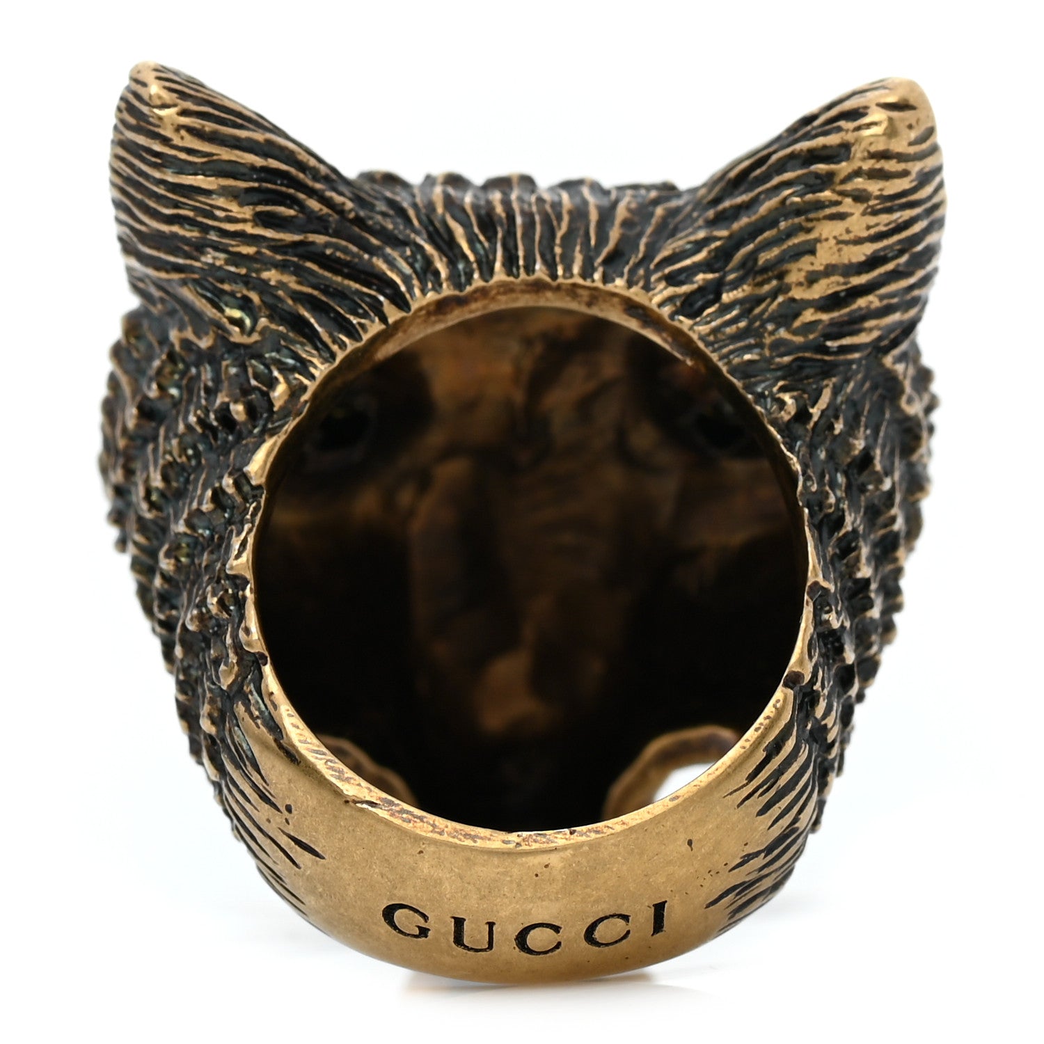Gucci Crystal Fox Ring 6.25 Aged Gold 3 of 7