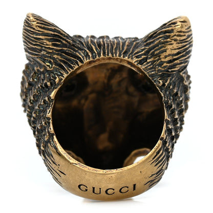 Gucci Crystal Fox Ring 6.25 Aged Gold 3 of 7