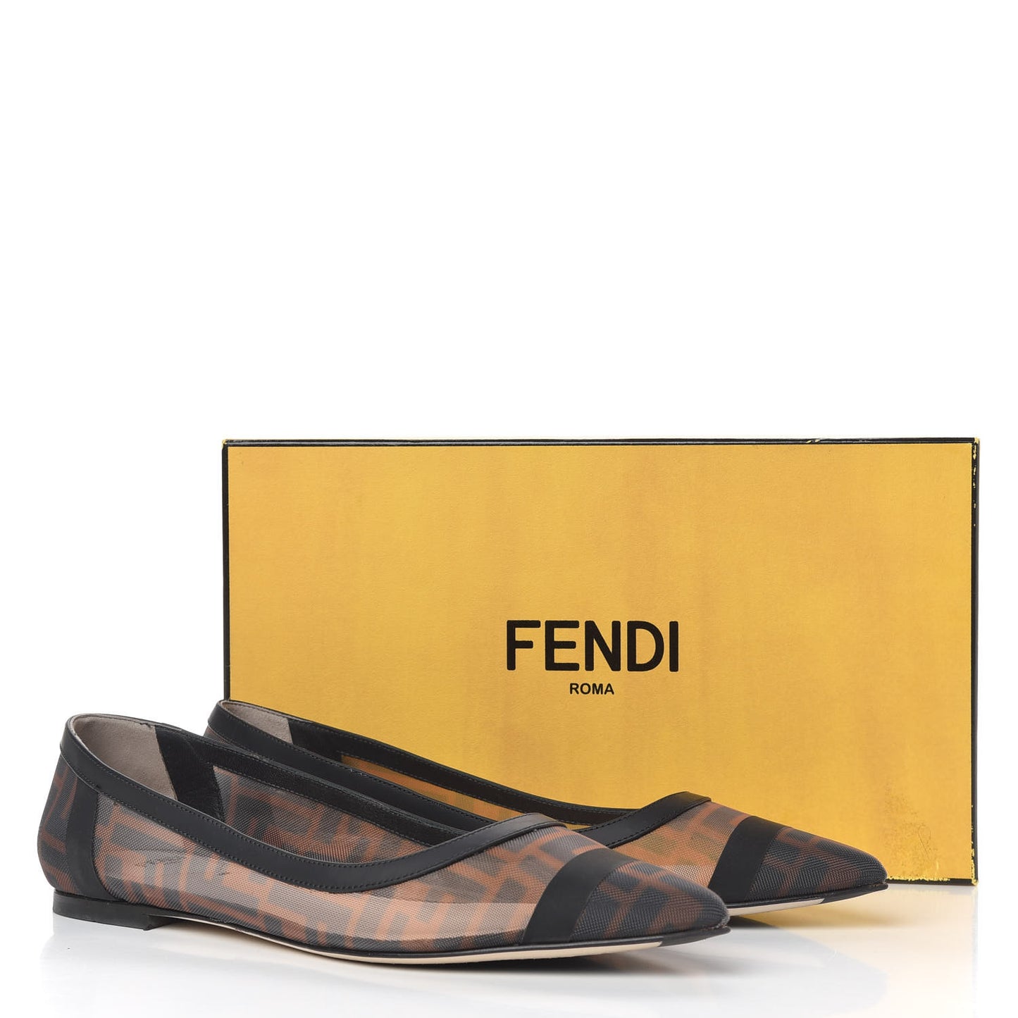 Mesh FF Skimmer Ballerina Flats 39.5 Tobacco Moro Black
