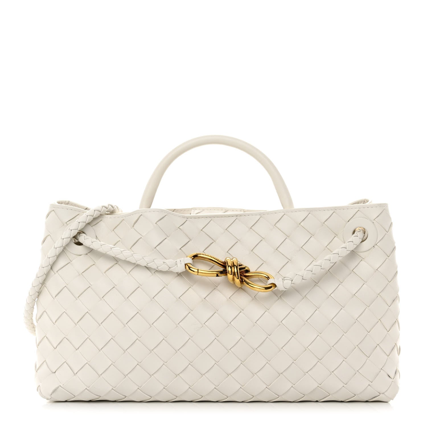 Bottega Veneta Nappa Intrecciato Small East West Andiamo Shoulder Bag White 1 of 13