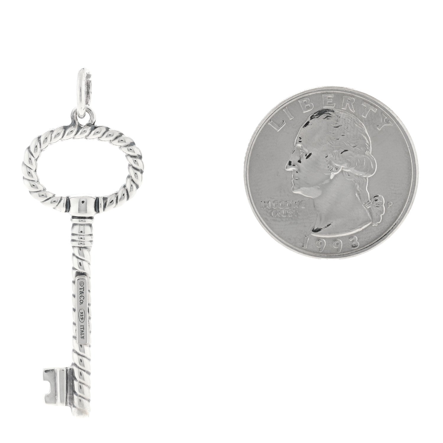 Tiffany Sterling Silver Twist Oval Key Pendant 2 of 3