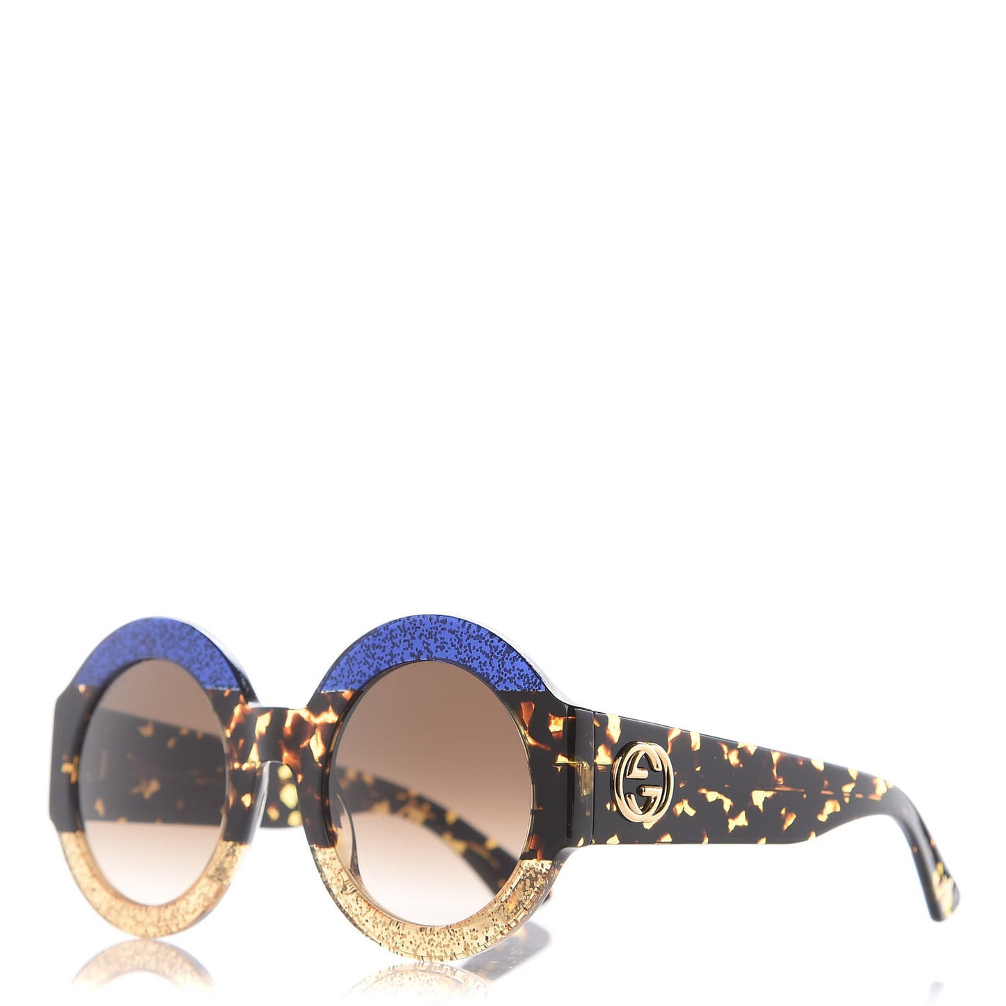 Acetate Round GG0084S Sunglasses Glitter Blue Multi